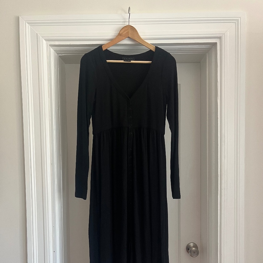 HATCH Maternity Dress, Black, Ribbed, Size 1